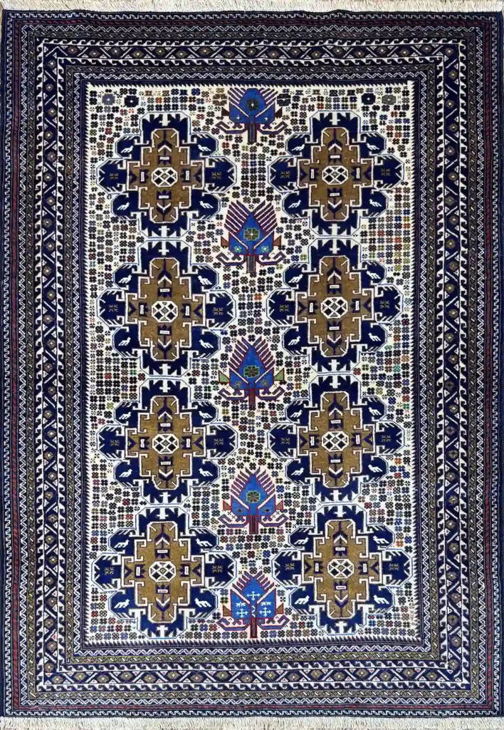 GRAY TURKMEN RUG 125CM X 200CM (4'10 X 6'56)
