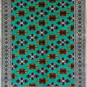 GREEN TURKMEN RUG 135CM X 195CM (4'43 X 6'40)