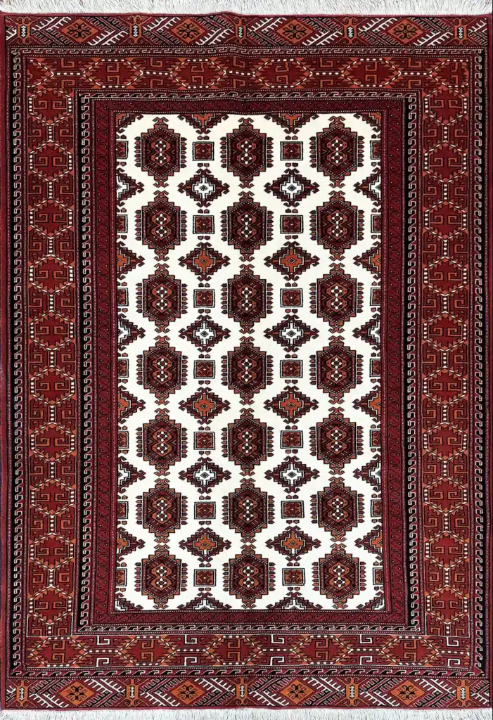 CREAMY TURKMEN RUG 140CM X 210CM (4'6 X 6'89)