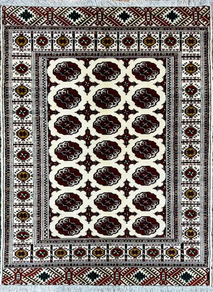 CREAMY TURKMEN RUG 105CM X 150CM (3'45 X 4'92)
