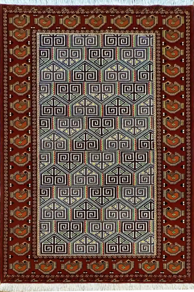 ORANGE TURKMEN RUG 134CM X 203CM (4'4 6'66)