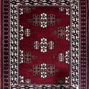 RED TURKMEN RUG 64CM X 82CM (2'1 X 2'7)