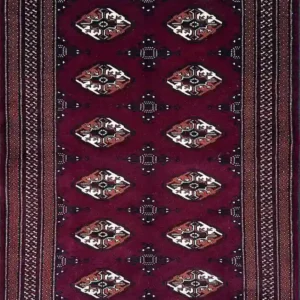 WINE-RED TURKMEN RUG 100CM X 145CM (3'28 X 4'75)