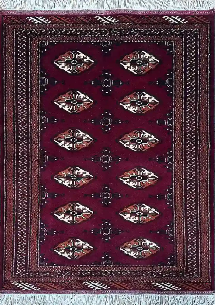 WINE-RED TURKMEN RUG 100CM X 145CM (3'28 X 4'75)