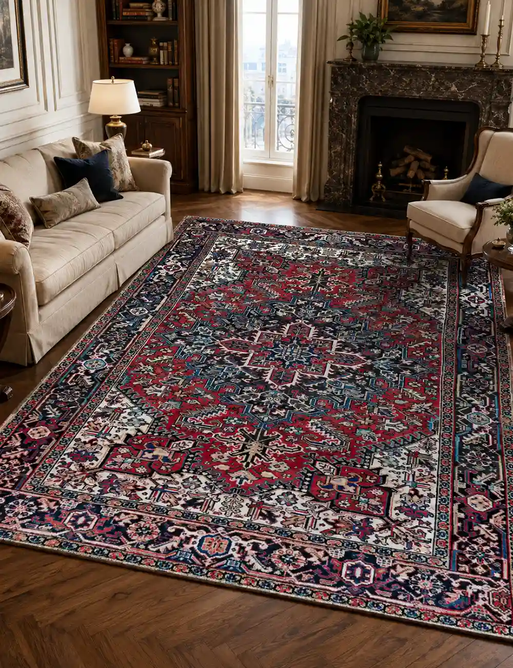 handmade persian heriz rug authentic carpet