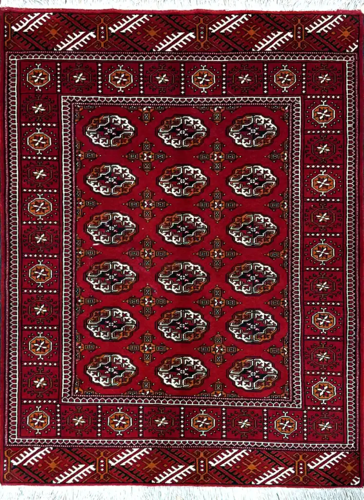 Red Turkmen Rug 105CM X 150CM (3'44 X 4'92)