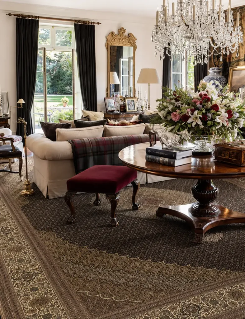 persian living room with handmade persian tabriz rug