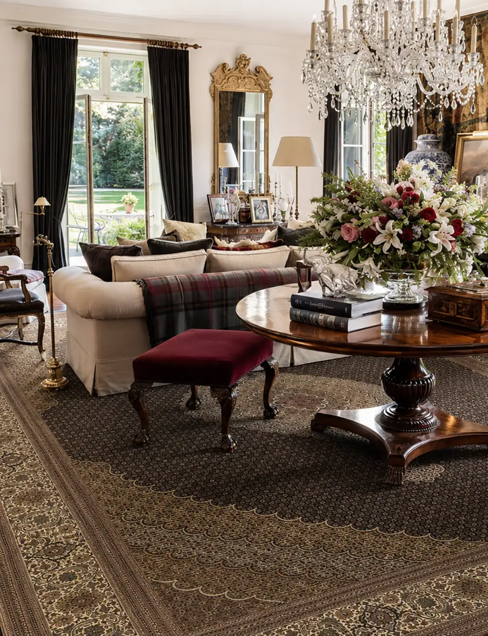 persian living room with handmade persian tabriz rug