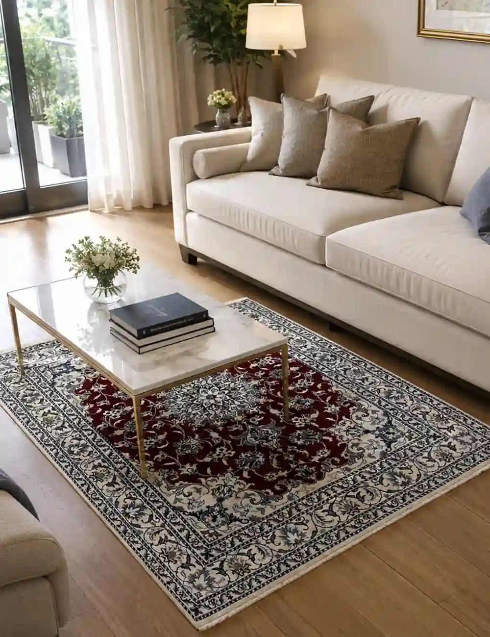 handmade nain rug living room