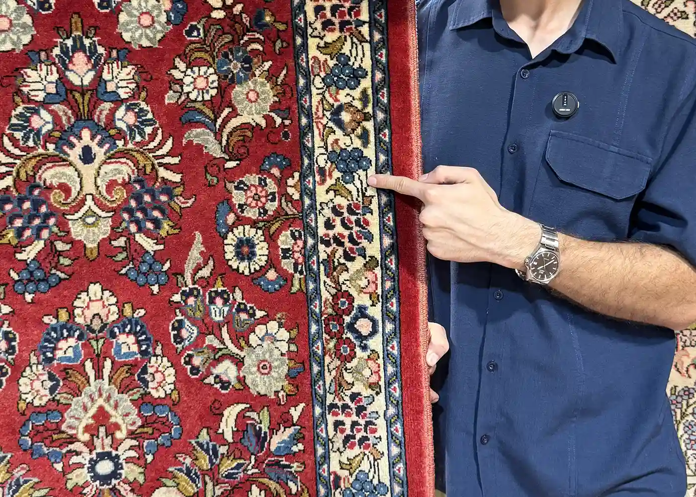 Rare authentic handmade Persian carpet with detailed design