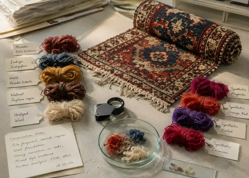 antique rugs dyes color