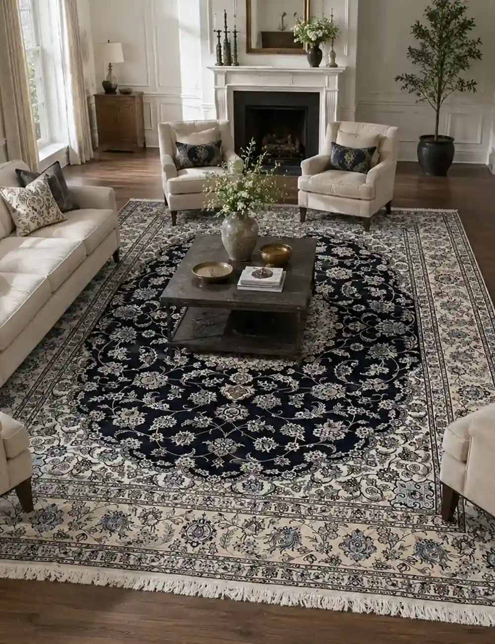 navy nain rug